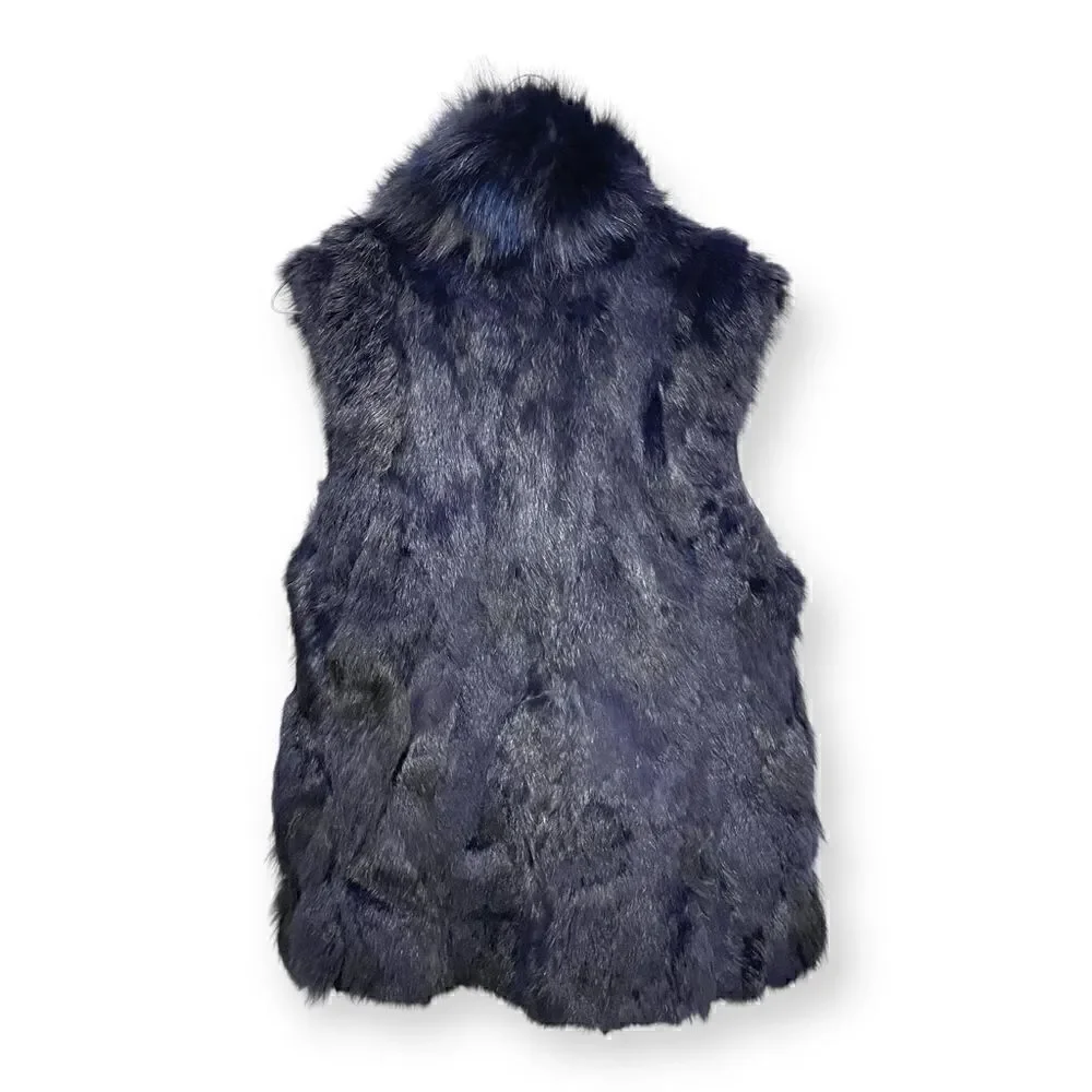ADRIENNE LANDAU Blue Fur Vest |Size:Medium|